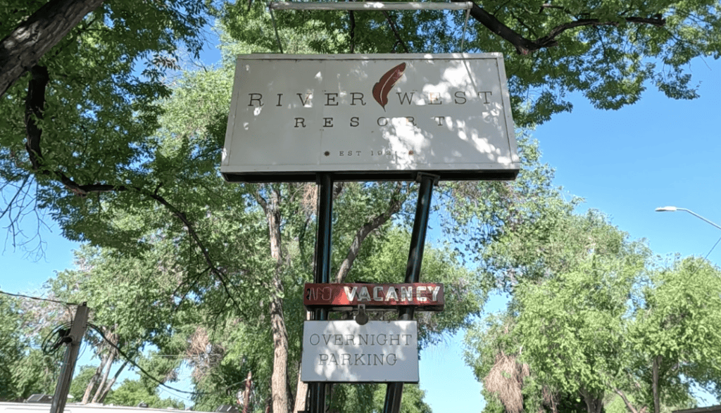 River West Resort sign